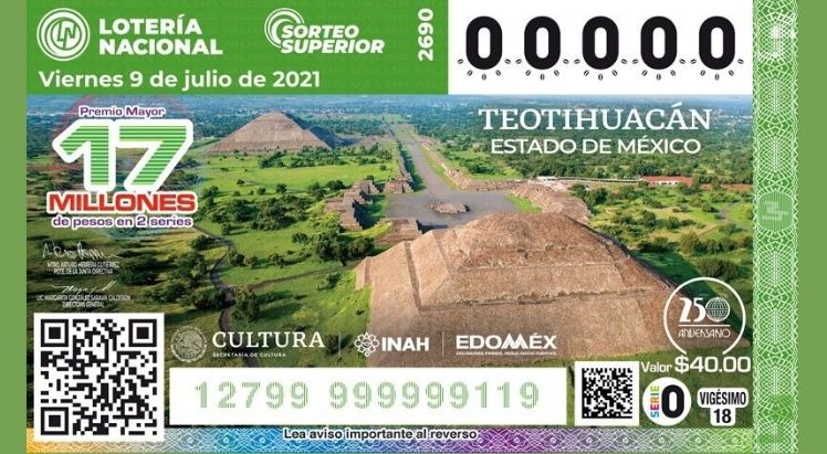 Nuevo billete de lotería, inspirado en Teotihuacán